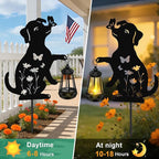 Mothers Day Gifts, Solar Garden Decor Lights,Outdoor Metal Dog Statues with Lantern, Waterproof Solar Lights for Yard Patio Lawn Pathway Art Decoration, Unique Gardening Gifts for Women Mom Dog Lovers