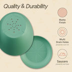Planter Pots with Drainage Holes - Lightweight, Durable, & Space-Saving Pots for Indoor and Outdoor - Versatile Functionality, Simple Modern Design, Set of 10 Plastic Planter Pots Mint