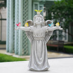 Angel Garden Statue with 5 Birds Solar Lights, Resin Cherub Figurine Outdoor Decor for Garden Porch Yard, Gift for Women, Teacher, Mother, Birthday Housewarming