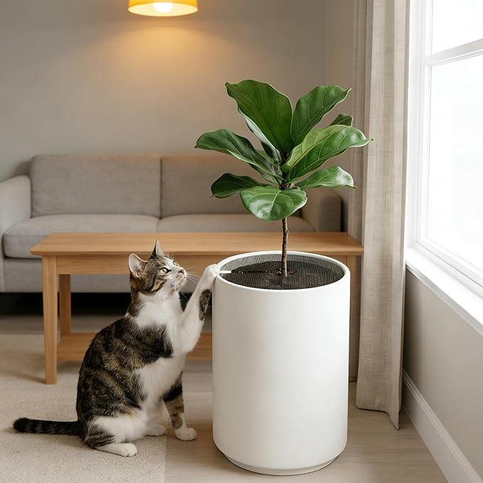 12Pcs Plant Pot Grids, 11.8 Inch Cuttable Plant Pot Soil Covers Protectors with 30 Metal Nails, Protector from Cats, Animals Digging Stopper, Suitable for Indoor and Outdoor Plants