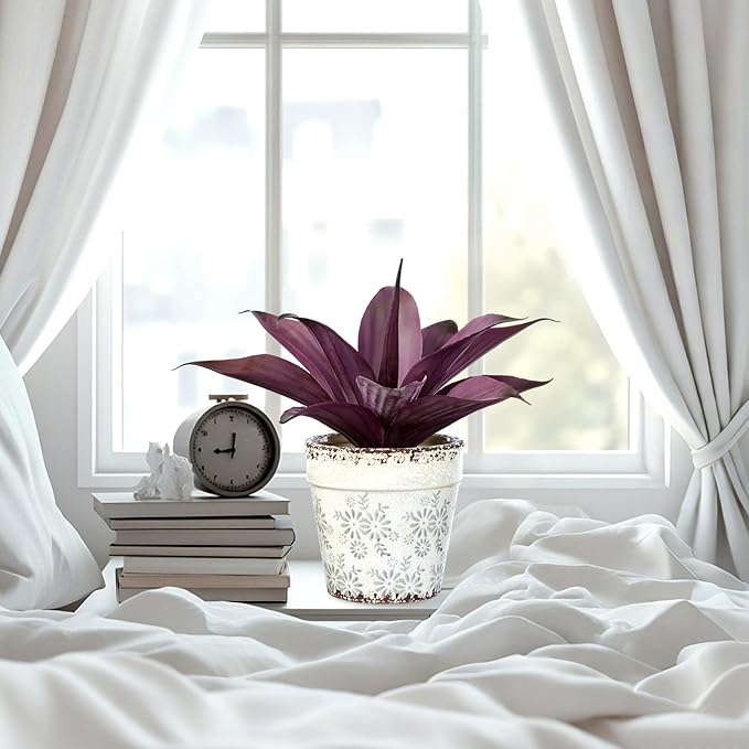 Fake Plants Artificial Agave Plants Indoor, UV Resistant Fake Agave Planters Outdoor Decorating Artificial Plants for Outdoors Decor Agave (2 Pack, 12.6' Purple) Spring Decorations for Home