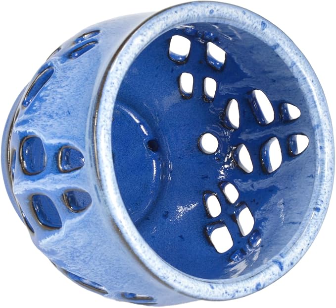 W&W Orchid Pot with Holes and Saucer for Repotting and Better Grow, White and Blue, 6.5"