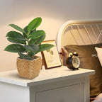Briful Fake Plants Potted Oak Artificial Plants Indoor Realistic Greenery Faux Plants in Square Plastic Rattan Baskets for Home Decor Farmhouse Office Weddings