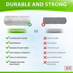 White Mason Line String Line - 36 Roll Pack - #18 Braided Nylon String - 1000 Ft Length Per Roll - Nylon Twine for Gardening Or Masonry Tools - Perfect Construction String for A String Level