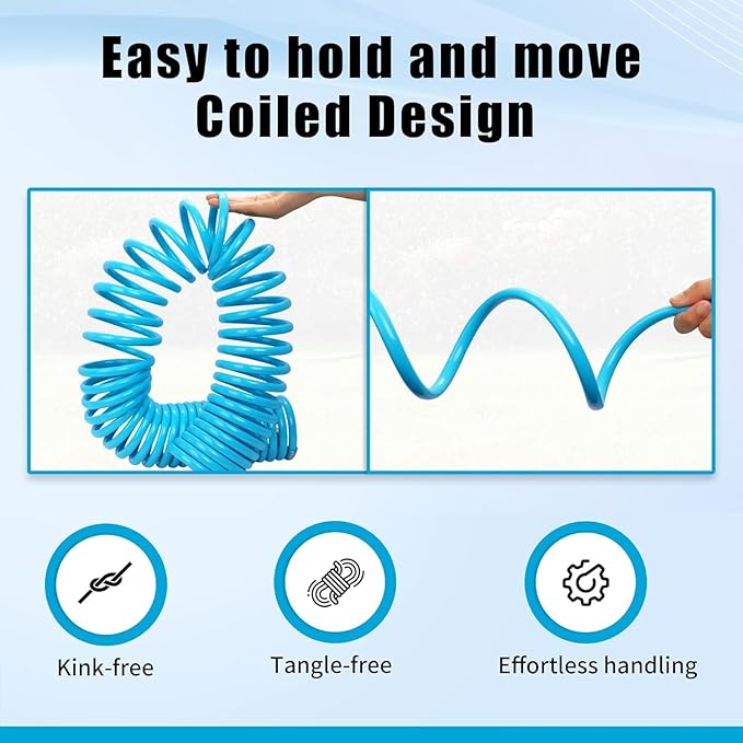 AUTOMAN Coil Garden Hose 50 ft, EVA Curly Water Hose with Brass Connectors, Recoil Garden Water Hose,Includes 7-Pattern Function Sprayer,Retractable,Corrosion Resistant Garden Coil Hose.