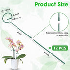Unves 24 Inch Plant Stakes Tall, 12 Pack Garden Plant Support Stakes,Two Sizes(12" or 24") Single Stem Plant Cage for Outdoor Indoor Plants Orchid, Tomatoes, Peony, Lily, with 100 Pcs Twist Ties