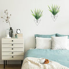 Canlierr 2 Pieces Wall Decor Hanging Planters with Artificial Plants Metal Hanging Vase Indoor Plants Holder Modern Boho Wall Art for Bathroom Bedroom Living Room Decor(Silver,Boston Fern)