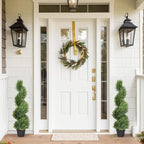 THE BLOOM TIMES 3ft Artificial Topiary Trees Set of 2, 36 inch Faux Cedar Cypress Spiral Topiary Trees Outdoor - Fake Plants for Garden Front Porch Indoor Outside Planter Decor 3 Foot