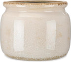 7.7″ Large Vintage Ceramic Plant Pot Pure Beige Rustic Planter with Ice Crackle Glaze & Drainage Hole for Indoor Outdoor Plants Farmhouse Home Kitchen Office Decor Gift for Women Teacher