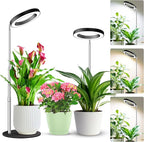 Kullsinss Grow Lights for Indoor Plants, 80 LEDs Full Spectrum Plant Grow Light with 2 Mounting Options, 6/12/16H Timer, 3 Spectrum Modes, 37 in Height Adjustable Desk Growing Lamp (Black/2-Pack)