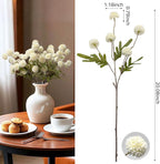 Artificial Flowers 10 Pcs Faux Silk Pompon Mum, Bulk Fake Flowers Mini Chrysanthemums with Stems for DIY Bouquet Centerpieces Wedding Fillers Champagne Arrangements Room Decor, White