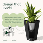 Veradek V-Resin Indoor/Outdoor Taper Planter (Black, 26 inch - 2 Pack with 2 Saucer Trays)