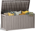 PatioZen 180 Gallon Resin Deck Box, Lockable Patio Outdoor Storage Box for Furniture, Garden Tools and Tools Storage, Waterproof Outside Storage Boxes - Grey
