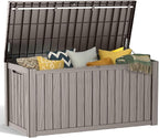 PatioZen 180 Gallon Resin Deck Box, Lockable Patio Outdoor Storage Box for Furniture, Garden Tools and Tools Storage, Waterproof Outside Storage Boxes - Grey