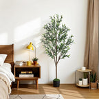 Alupssuc 5ft Olive Tree Artificial Indoor, Fake Tree Potted Faux Olive Trees with Lifelike Fruits and Realistic Leaves, Artificial Plants Indoor Fake Plants for Modern Home Office Living Room Decor