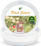 LWALRS Plant Saucer Tray 6 inch, 6 Pack Plastic Plant Saucers for Indoors Outdoor, Heavy Duty Drainage Drip Water Trays for Planter Pots Flower, Saucers for Potted Plants (6", Clear)