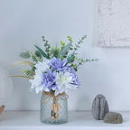 Faux Flowers with Vase,Artificial Silk Flowers in Vase, Fake Plant Eucalyptus and Willow,Flower Arrangement for Home Farmhouse kitchen Dining Table Centerpiece Decorations Table Decor (Dusty Purple)