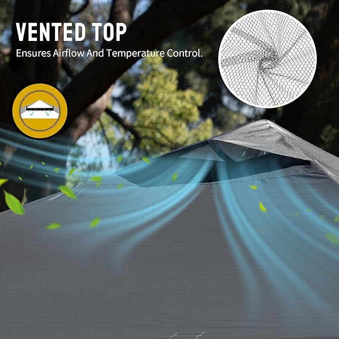 CROWN SHADES 10x10 Pop Up Canopy - Beach Tent with One Push Setup - Easy Outdoor Sun Shade Shelter for Events, Parties - Gazebo with STO-N-Go Cover Bag, Silver Coated Top, Grid Grey