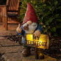 Lavezee Funny Garden Gnome, Middle Finger Gnomes Statue with Solar Lighted Sign – “My Territory” for Patio Backyard Porch Outdoor, Humorous Housewarming Gifts for Men Dad Husband