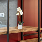 NUOBESTY Artificial Phalaenopsis Orchid Plant Fake Potted Flowers Home Decor White Small Indoor Faux Orchid Bonsai for Living Room Table Decoration