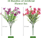 AGIRL 16 Bundles Artificial Flowers for Outdoor,No Fade Fake Plastic Flowers Faux Plants for Hanging Planters Decoration Indoor Outside Garden Porch Window Box Home Wedding