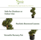 Nearly Natural 33in Artificial Boxwood Spiral Topiary Tree for Indoor Outdoor Entryway Decor