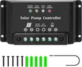 10A Solar Water Pump Controller, Zuomeng DC Pump Controller Compatible with 12V and 24V Systems, Featuring LED Display Light and Overcurrent/Overload Protection