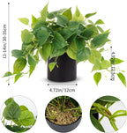 JPSOR Artificial Indoor Plants for Home Decor, 12 inches Pothos in Black Ceramic Pot with Iron Wire, 1 Count