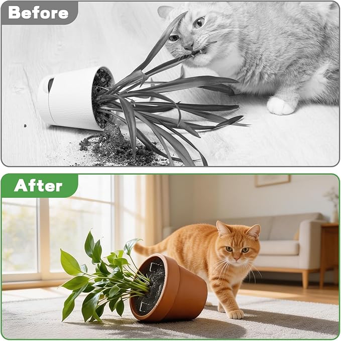 Plant Guards From Cats 8 Pack 11.8 Inch Cuttable Plant Pot Grids with 8 U Pins, Soil Covers to Stop Cat Digging, Keep Indoor Pots Clean, Round Planter Protectors for Homes with Kids and Pets