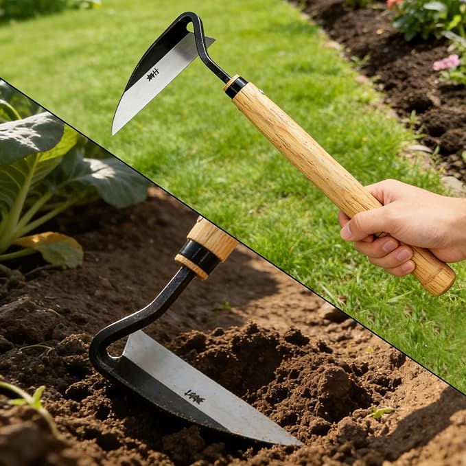 Kana Hoe 217 Japanese Garden Hand Hoe Sickle, Weeding Sickle (Fits Both Hands)