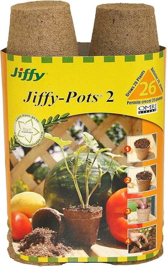Jiffy Pots, 2.25-In. 26-Pk., Yellow, Round, Modern, Outdoor, Gardening, Seedling Pots