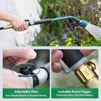 RESTMO Heavy Duty Full Metal Long Watering Wand, 24 Inches Gentle Soft Full Shower Sprayer Wand with Flow Control, Hose Wand for Hanging Baskets, Shrubs, Plants, Flowers, Garden and Lawn, Blue