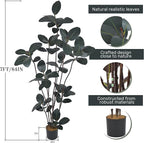 Artificial Rubber Tree 7.2FT(86in) Tall Faux Trees with Realistic Leaves, Fake Rubber Floor Potted Artificial Plants for Home Office Living Room Indoor Outdoor Decor (7.2feet,1Pack)