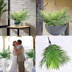 PASYOU Artificial Plants Fake Palm Tree Tropical Shrubs 4 Pack, Plastic Greenery Faux Big Leaves Stems Plant for Indoor Outdoor Home Garden Decor Bedroom Wedding Party DIY Filler Decoration