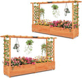 MAT EXPERT Raised Garden Bed with Trellis & Hanging Roof, Lattice Panel with Drainage Hole for Flower, Climbing Plant, Herb, Planter Box for Garden, Patio, Yard (2, 77" x 17" x 45" (L x W x H))