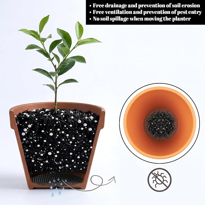 100 PCS Plant Pot Hole Mesh Pad, 4 Inch Drainage Mesh Round Reusable Bonsai Planter Bottom Grid Mat Prevents Soil Leakage for Gardeners