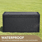 Devoko 95 Gallon Deck Box Large Resin Outdoor Storage Box, Waterproof and UV Resistant Lockable for Outdoor and Patio, Large Storage Cabinet for Patio Furniture, Garden Tools and Pool Supplies, Black