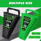 2-Piece Magnetic Wrench Organizer, Metric & SAE Portable Plastic Wrench Holder, 24-Slot Total, Foldable Carrying Handle for Wall-Mounted, Easy-Open Lock Cover, Wrenches Storage Rack Tool for Tool Box