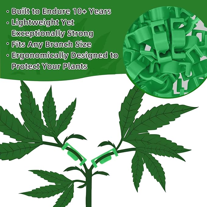 40 Pack LST Plant Training Clips – Durable & Reusable Stem Support for Low-Stress Training – Fits All Growth Stages