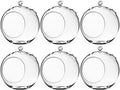WGV Hanging Terrarium Globe, Width 8", Height 9", DIY Air Succulent Planter, Clear Glass Vase Orb with Flat Bottom, Candle Holder for Windowsill Outdoor Garden Decor, 6 Pieces Bulk