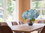 ZYTUYO 20in 4PCS Faux Blue Hydrangea Artificial Flowers Lifelike Latex Hydrangeas Faux Flower Heads Real Touch Fake Bouquet with Stem for Silk Floral DIY Home Office Party Table Decor