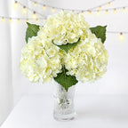 ZYTUYO 3PCS Cream Hydrangeas Artificial Flower 21" Real Touch Faux Latex Fake Hydrangeas Silk Bouquet for Home Kitchen Living Room Spring Table Office Wedding Party Arrangement