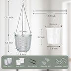 QCQHDU Self Watering Hanging Pots, 2 Pack 5.7 Inch Hanging Planters for Plants Indoor, Flower Pots with Drainage Holes and 3 Hooks Chains for Garden Home (Clear)