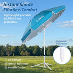 AMMSUN Shade Umbrella, Premium Portable Umbrella with Stand, 6.5ft Lightweight Free Standing Canopy for Sporting Games, Adjustable Instant Sun Protection and Easy to Carry, Light Blue