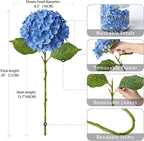 ZYTUYO 4 Pcs Royal Blue 20 inches Real Touch Hydrangea Artificial Flowers Boho Lifelike Real Looking Latex Hydrangeas Flower with Long Stem for Indoor Living Room Spring Home Decor Table Flower