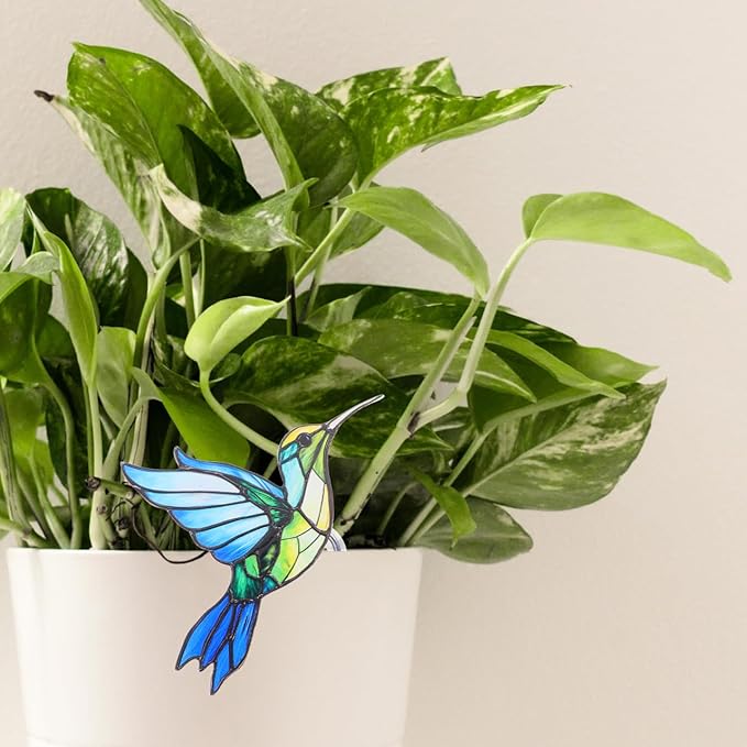 DECHOUS Acrylic Bird Flower Pot Hugger - Hummingbird Bonsai Pots Decoration Planter Ornament for Plants Home Garden Decor