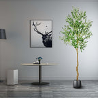 7FT Artificial Olive Tree,84 Inch Faux Olive Tree with Black Base Pot- Fake Olive Plant Potted - Artificial Silk Tree for Home Office Living Room Corner Decor Indoor-1 Pack