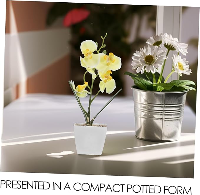 ORFOFE Artificial Orchid Flowers Vase Lifelike Faux Orchids Arrangement for Home Office and Living Room Decor and Space-Saving Design