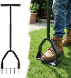 VEVOR Lawn Aerator, 9.2 in Manual Core Aerator Tool with 15 Iron Spikes, Long Handle & Wide Plate, Heavy Duty Grass Aeration Tool, Yard Aerators for Compacted Hardened Soil Lawn Aeration