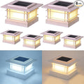 Dynaming 4x4 Solar Post Cap Lights Outdoor with 2 Color Modes, Fence Post Solar Lights White Shell Fit for 4x4 Vinyl/Wooden Posts, High Brightness LED Lighting Decor for Garden Deck Patio, 6 Pack